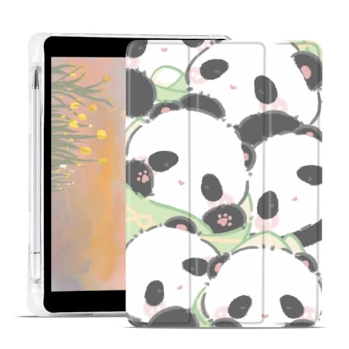 JOYLAND Cute Panda Hülle für iPad 2022 10.9 Zoll mit Stifthalter, Klar TPU Faltbare Smart Stand Back Cover, für iPad 10th Generation Auto Wake/Sleep Full Body Protective Shockproof Protective Case von JOYLAND