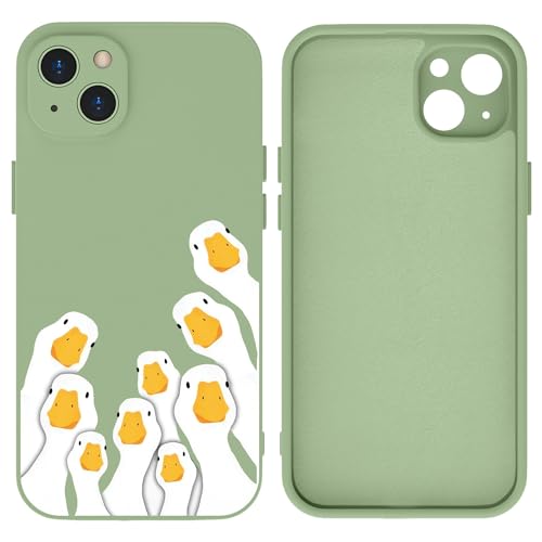 JOYLAND Funny Goose Schutzhülle für iPhone 13 Pro, Cartoon-Tiere, niedliches Design, Tier-Handyhülle mit Mikrofaserfutter, weiche Silikon-Schutzhülle für Frauen und Mädchen, 15,5 cm (6,1 Zoll) von JOYLAND