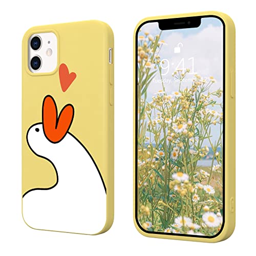 JOYLAND Gelbes Paar Handyhülle für iPhone 11 Pro Cute Kiss Call Duck Hüllen Stoßfest Verstärkte Ecken Stoßfänger Schützende Weiche Flüssigsilikon-Gummi-Hülle Kompatibel für iPhone 11 Pro von JOYLAND