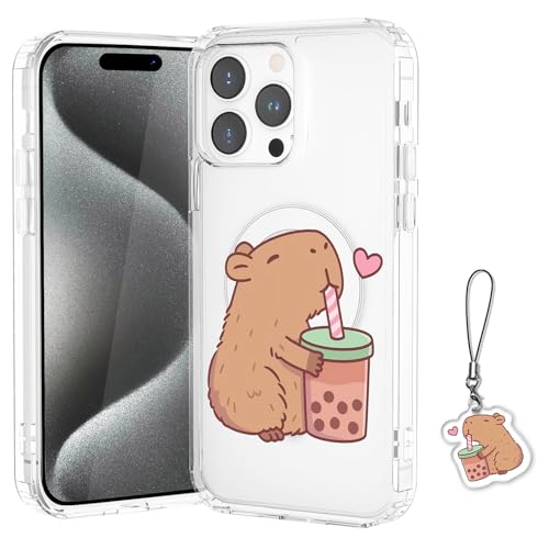 JOYLAND Lovely Capybara Magnetische transparente Schutzhülle für iPhone 13 / 14, Tierdruck, transparent, weiches TPU, stoßfest, mit niedlichem Charm-Zubehör JOYLAND Lovely Capybara Magnetische transparente Schutzhülle für iPhone 13 / 14, Tierdruck, transparent, weiches TPU, stoßfest, mit niedlichem Charm-Zubehör von JOYLAND