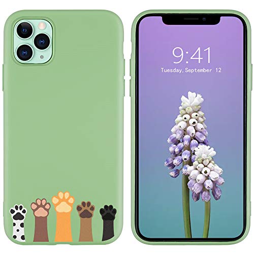 JOYLAND Lustige süße Katzen Hund Pfoten Handyhülle für iPhone 8 Plus/7 Plus Senfgrün Silikon Tiere Cartoon Cover Vollständige Schutzhülle Weiche Gummihülle Kompatibel für iPhone 7 Plus/iPhone 8 Plus von JOYLAND