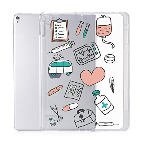 JOYLAND Medical Pad Hülle für 10,5 Zoll iPad Pro (2017)/iPad Air 3, transparent, Krankenhaus-Medizin, Cartoon-Serie, flexibel, weich, transparent, TPU, mit Stifthalter, Hülle für 10,5 Zoll iPad von JOYLAND