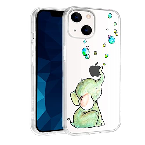 JOYLAND Niedlicher Cartoon-Elefant Handyhülle für iPhone 13, kristallklar, mädchenhaft, grün, Handyhülle für Mädchen und Frauen von JOYLAND
