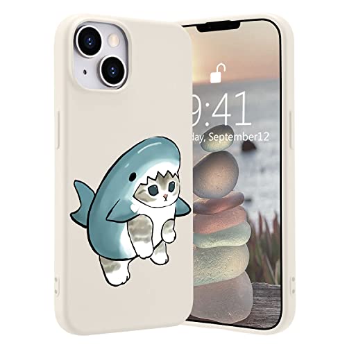 JOYLAND Qiusuo Schutzhülle für iPhone 13, niedliche Katze und Hai, Tiere, stilvolles Design, stoßfest, schützende und ultradünne Silikonhülle für Handyhüllen für Mädchen und Frauen, 6,1 Zoll von JOYLAND