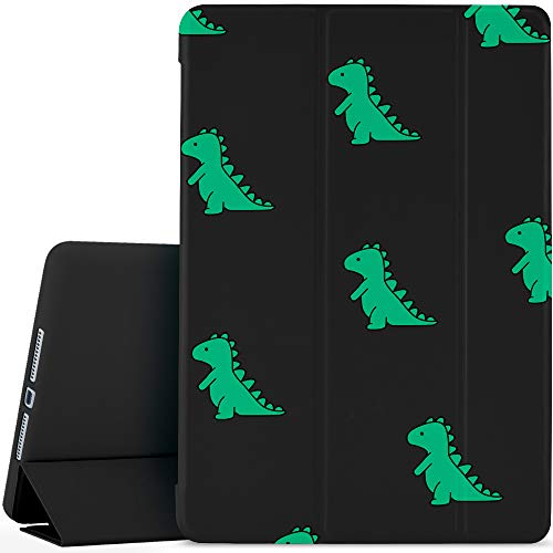 JOYLAND Schutzhülle für iPad 2020 (25,9 cm) mit Dinosaurier-Cartoon-Motiv, schwarz, kratzfest, stoßfest, leicht, dreifach faltbar, aus weichem TPU von JOYLAND