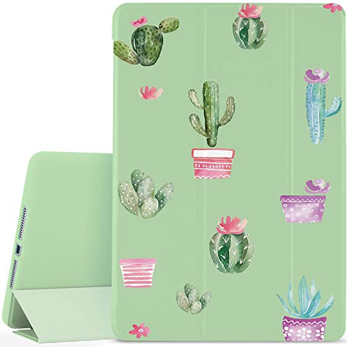 JOYLAND Schutzhülle für iPad Mini 4, Motiv: niedliche Blumen, Grün, mit Kaktuspflanzen, kratzfest, stoßfest, leicht, dreifach faltbar, aus weichem TPU von JOYLAND