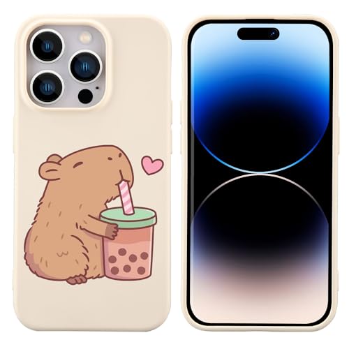 JOYLAND Schutzhülle für iPhone 14 mit niedlichem Capybara-Muster, Kawaii-Tierdruck, Flüssigsilikon, weiche, stoßfeste Schutzhülle mit weichem Mikrofaser-Futter für Mädchen und Frauen, Weiß JOYLAND Schutzhülle für iPhone 14 mit niedlichem Capybara-Muster, Kawaii-Tierdruck, Flüssigsilikon, weiche, stoßfeste Schutzhülle mit weichem Mikrofaser-Futter für Mädchen und Frauen, Weiß von JOYLAND