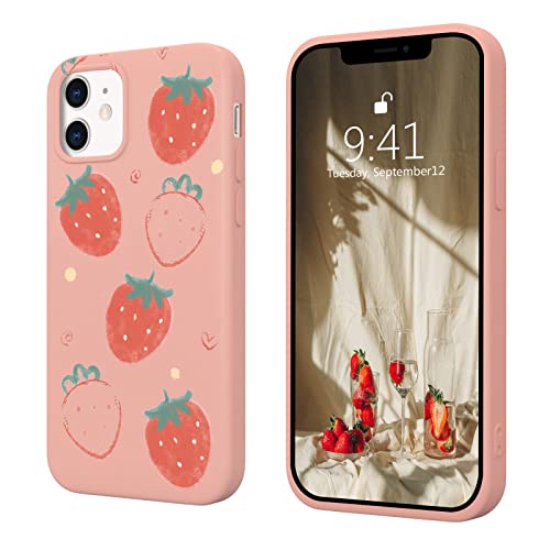 JOYLAND Strawberry Phone Case Cover für iPhone 13 Cute Fruit Pink Cases Stoßfest Verstärkte Ecke Bumper Cover Schutzhülle Weiche Flüssigsilikon Gummihülle Kompatibel für iPhone 13 von JOYLAND