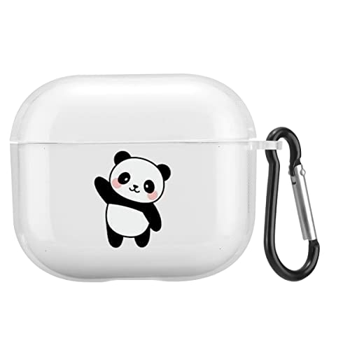 Niedlicher Panda entworfen für AirPods Pro 2019 / AirPods Pro 2. 2022 Hülle, transparent, weiches TPU, stoßfest, klare Abdeckung mit Schlüsselanhänger, Kawaii-Tier-kompatibel, Apple AirPod Pro für von JOYLAND
