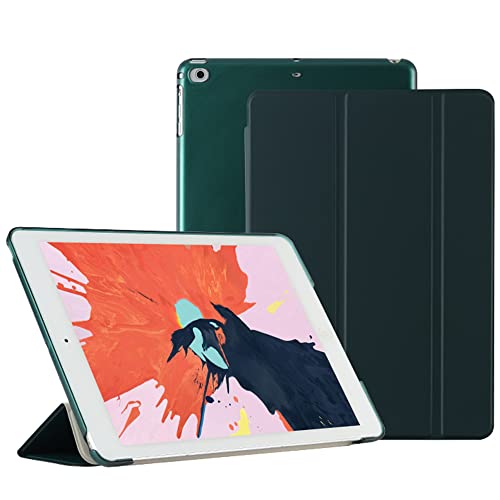 Hülle für iPad 10.2 Zoll 9./8./7. Generation (Modelle 2021/2020/2019) ,Magnetische Schutzhülle, Siamesischer Dreifach Gefalteter Ständer,Dunkelgrün von JOYLYJOME