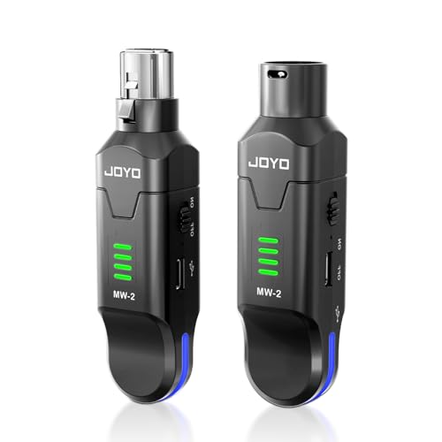 JOYO 2,4 GHz Kabelloses Mikrofonsystem 4-K XLR Sender & Empfänger Dynamischer/Phantombetriebener Kondensator Mikrofone Adapter für PA-Systeme, Live-Sound, Audiomixer, Kirche, Studio (MW-2) von JOYO