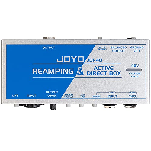 JOYO Passiver Reamp & Active Direct Box All-in-One, DI BOX tragbares Aufnahmegerät mit 6,35 mm und XLR-Eingang, 2-in-1 für Gitarre, Bass, Performance oder Aufnahme (JDI-48) von JOYO