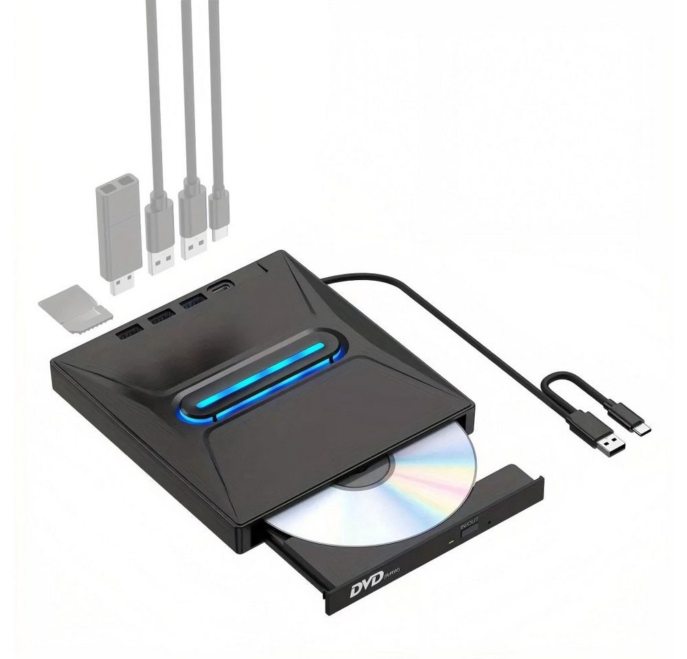 JOYOLEDER USB Ultra Slim Portable CD/DVD Player Writer für Laptops CD-Brenner DVD-Brenner (USB1.0,USB2.0,USB3.0,Type-C,Externes CD/DVD Laufwerk Kompatibel Laptop) von JOYOLEDER