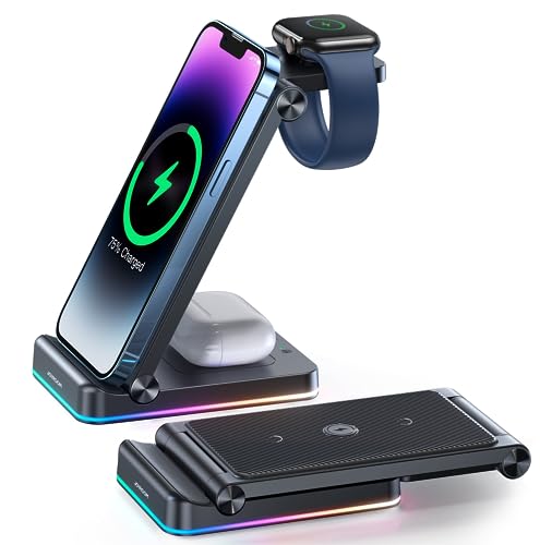 JOYROOM 3in1 Wireless Ladeadapter, Schwarz, Modern, Kabelloses Laden, Smartphones, Tablets von JOYROOM