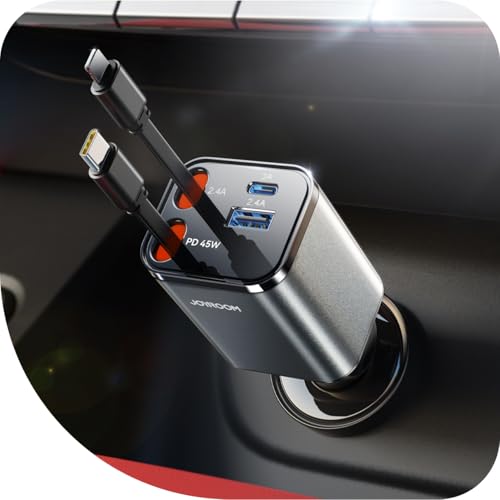 【4-IN-1】 2025 JOYROOM 84W Einziehbares Zigarettenanzünder USB C,【Ultra-Compact】 PD 45W Schnelles Laden Auto Ladegerät, 12V/24V USB Adapter Auto, KFZ Zubehör Innenraum für iPhone 16/Sumsang S25 【4-IN-1】 2025 JOYROOM 84W Einziehbares Zigarettenanzünder USB C,【Ultra-Compact】 PD 45W Schnelles Laden Auto Ladegerät, 12V/24V USB Adapter Auto, KFZ Zubehör Innenraum für iPhone 16/Sumsang S25 von JOYROOM