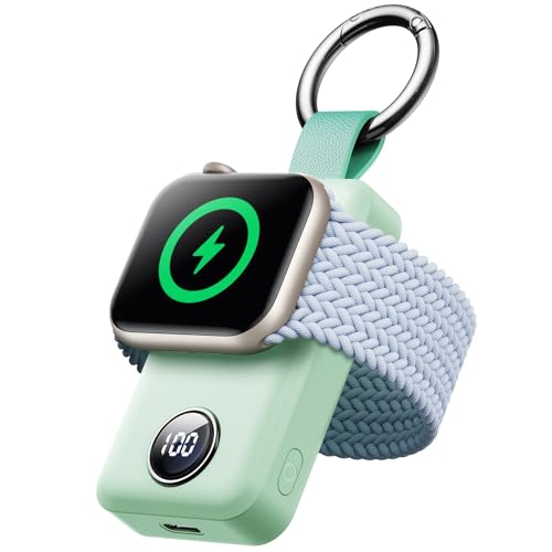 JOYROOM 2000 mAh Kabelloses Ladegerät für Apple Watch-Serie 9/8/7/6/5/SE/4/3/2/UItra 2/Ultra, Magnetisches Wireless Ladegerät, Reiseutensilien (Mintgrün) von JOYROOM