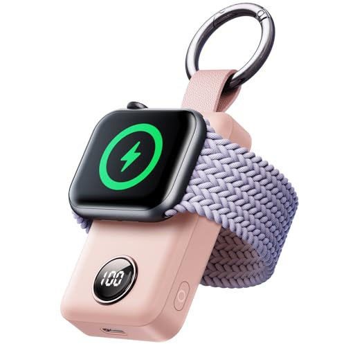 JOYROOM 2000 mAh Kabelloses Ladegerät für Apple Watch-Serie 9/8/7/6/5/SE/4/3/2/UItra 2/Ultra, Magnetisches Wireless Ladegerät, Reiseutensilien (Rosa) von JOYROOM