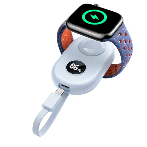 JOYROOM 2500mAh Powerbank für Apple Watch 10 mit USB C Ladekabel, [LED-Display] Magnetisch Kabellos Tragbares iWatch Ladegerät kompatibel mit Apple Watch 10/9/8/7/6/SE/5/4/3/2/1/Nike/Ultra 2 (Blau) von JOYROOM