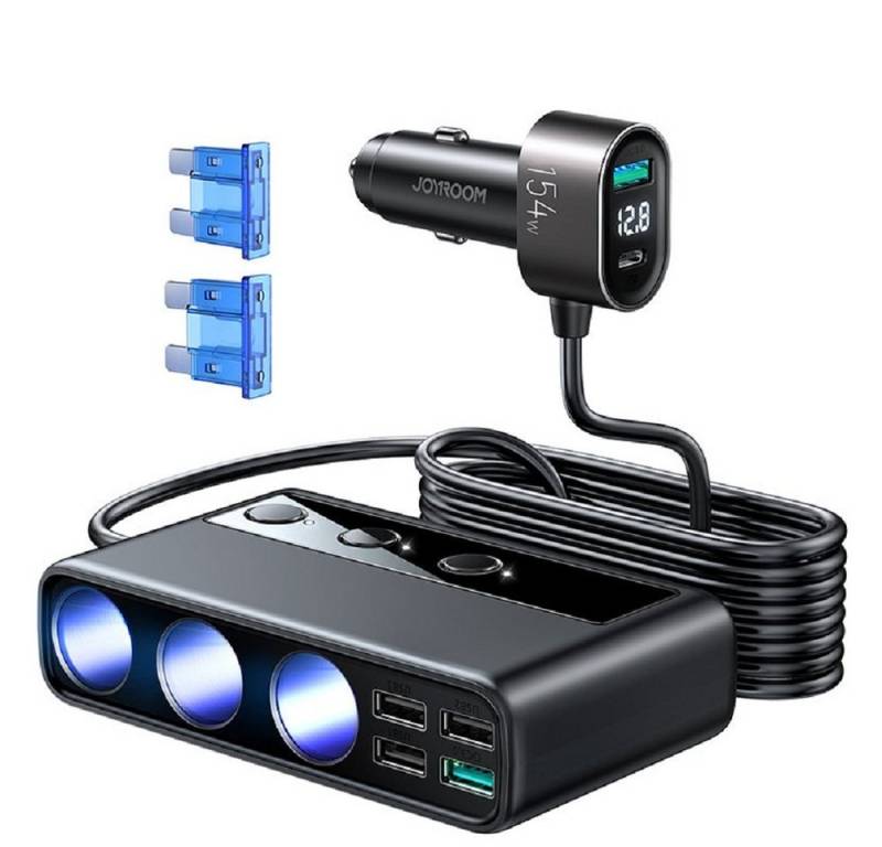 JOYROOM 9in1 Autoladegerät 154W 5xUSB 1xUSB Typ C 3x Zigarettenanzünderbuchse USB-Ladegerät von JOYROOM