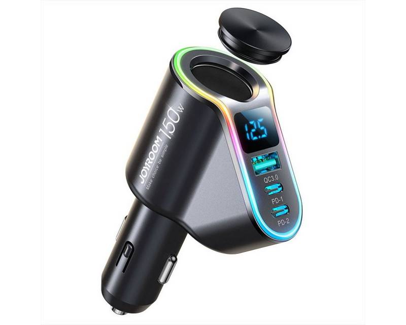 JOYROOM Auto-Schnellladegerät 4in1 USB-A QC3.0 / 2xUSB-C PD 150W schwarz Smartphone-Ladegerät von JOYROOM