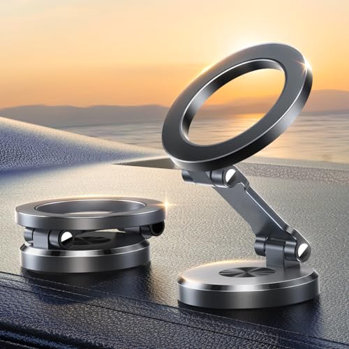 JOYROOM Handyhalterung Auto Magnet [Faltbar & Vollmetall] MagSafe Autohalterung mit 20 x N55 Magnete und 360° Drehung, Magnetische Handyhalterung Auto für iPhone 16 15 14 13 12 & MagSafe Hülle von JOYROOM