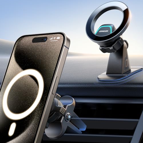 JOYROOM Handyhalterung Auto Magnet mit 20 x N55 Magneten, 2-in-1 Autohalterung mit MagSafe, Magnetische Handyhalterung Auto für iPhone 15 14 13 12 & MagSafe Hülle und Alle Telefone von JOYROOM