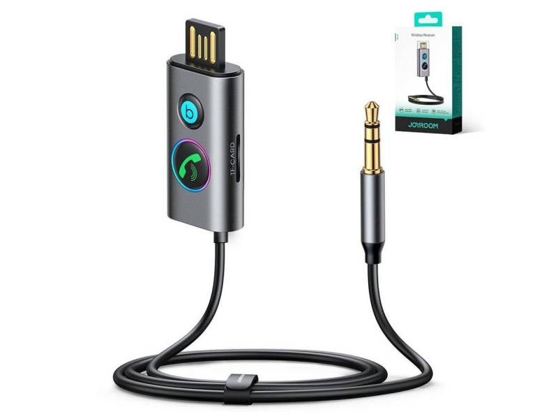 JOYROOM Kabelloser Autoempfänger Bluetooth Technologie – Grau 100 cm mit LED Audio-Adapter von JOYROOM