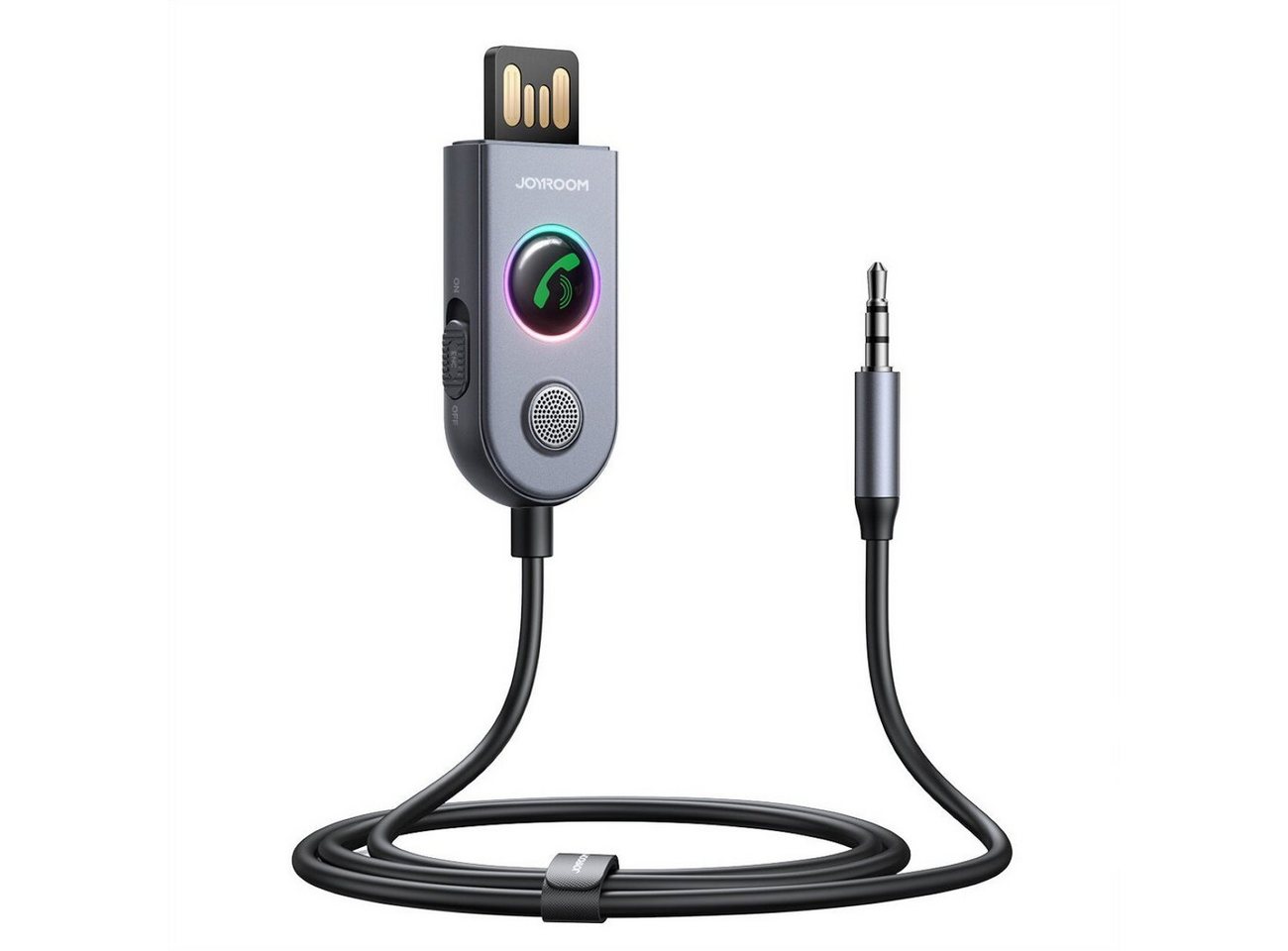 JOYROOM Kabelloser Autoempfänger Bluetooth Technologie – Grau 100 cm mit LED Stereoanlage von JOYROOM