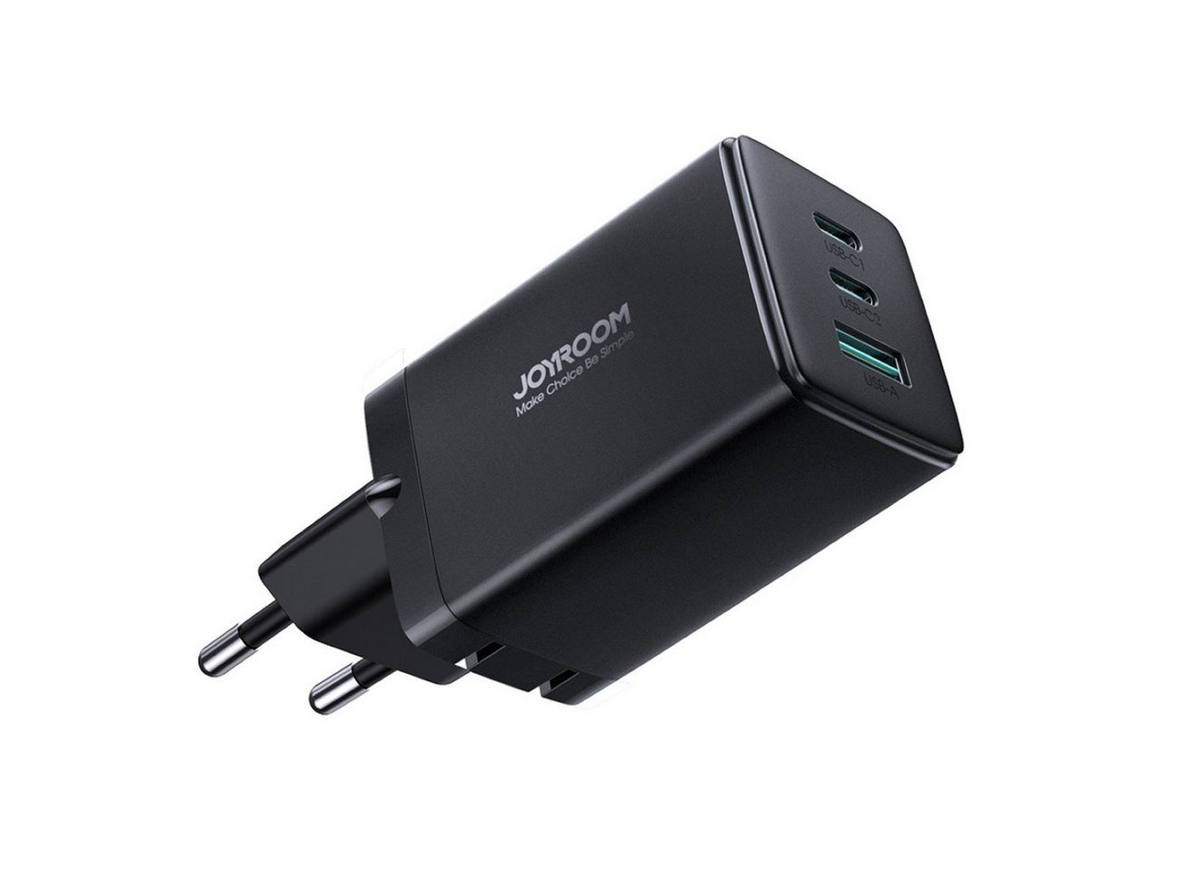 JOYROOM Ladegerät 65 W USB-A, 2x USB-C schwarz + USB-C - USB-C-Kabel 100 W Schnelllade-Gerät (1-tlg) von JOYROOM