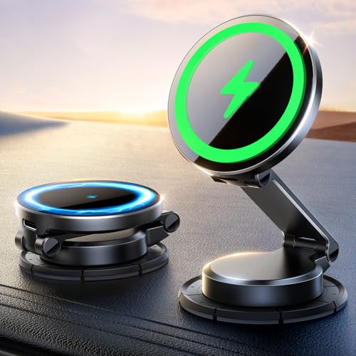 JOYROOM MagSafe Autohalterung mit Ladefunktion für Armaturenbrett [Vollmetall & Faltbar] 15W MagSafe Ladegerät Auto, Magnetische Wireless Charger Auto für iPhone 16 15 14 13 12 Pro Max Plus von JOYROOM