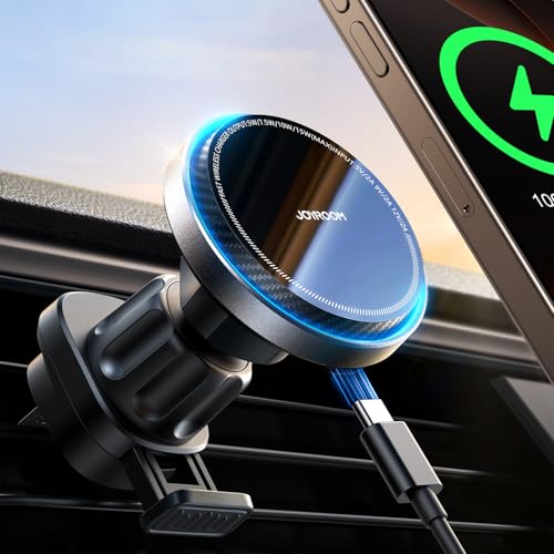 JOYROOM Magsafe Autohalterung mit Ladefunktion [15W Schnelles Laden & Kühlventilator] iPhone Magsafe Ladegerät Auto Lüftungsschlitz Wireless Charger Auto für iPhone 16/15/14/13/12 Serie von JOYROOM