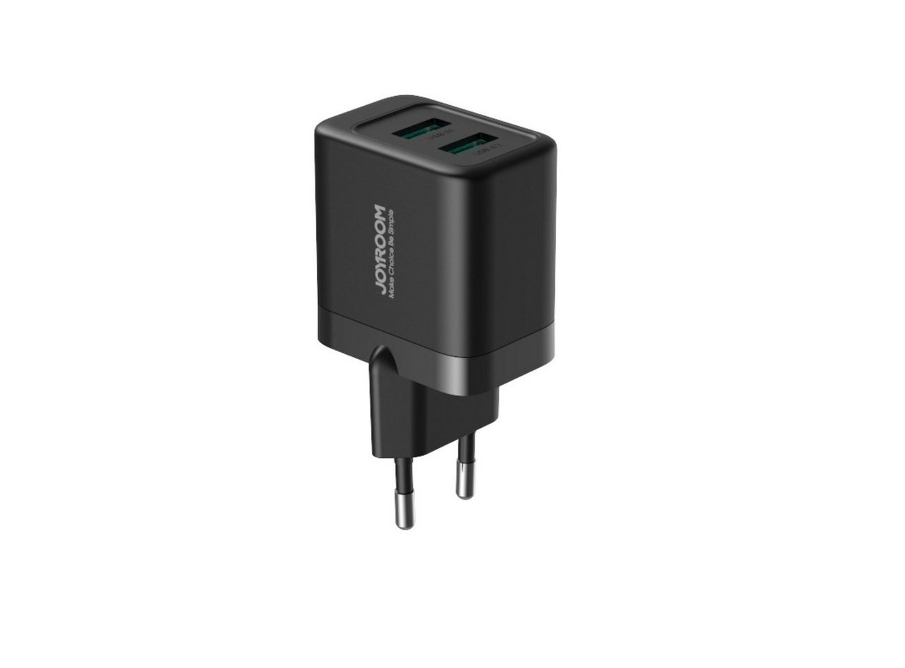 JOYROOM Netzladegerät 2xUSB-A 12W 2,4A Schwarz Schnelles Laden Schnelllade-Gerät von JOYROOM