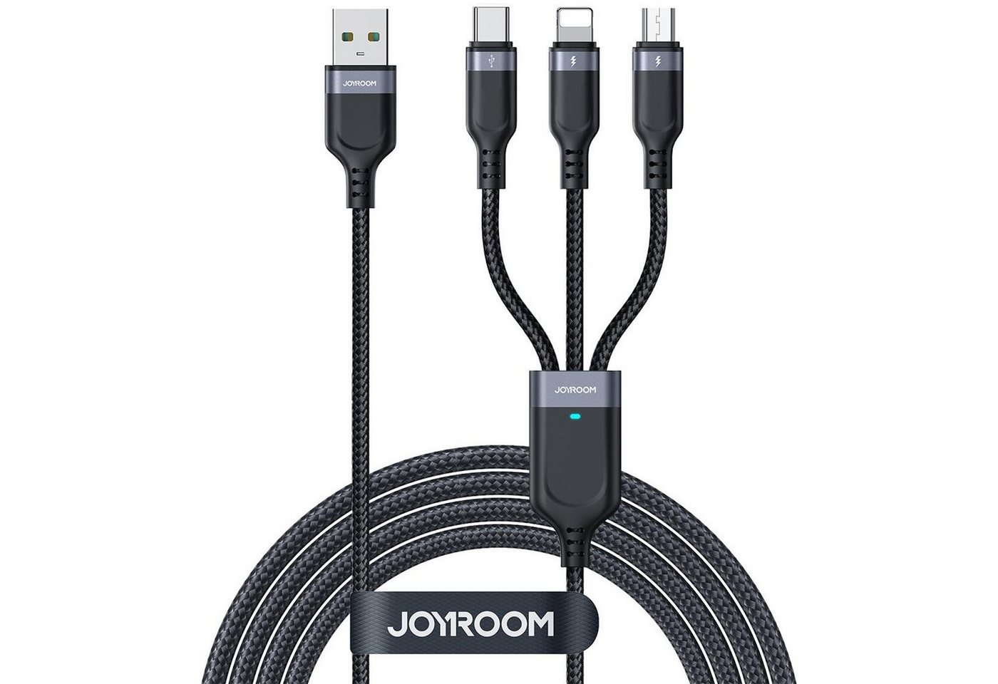 JOYROOM S-1T3018A18 Smartphone-Kabel, USB-C, micro-USB, Lightning, USB Typ A (30 cm), 3in1 USB Multi Handy Schnell Ladekabel micro USB Type C Kabel Typ C von JOYROOM