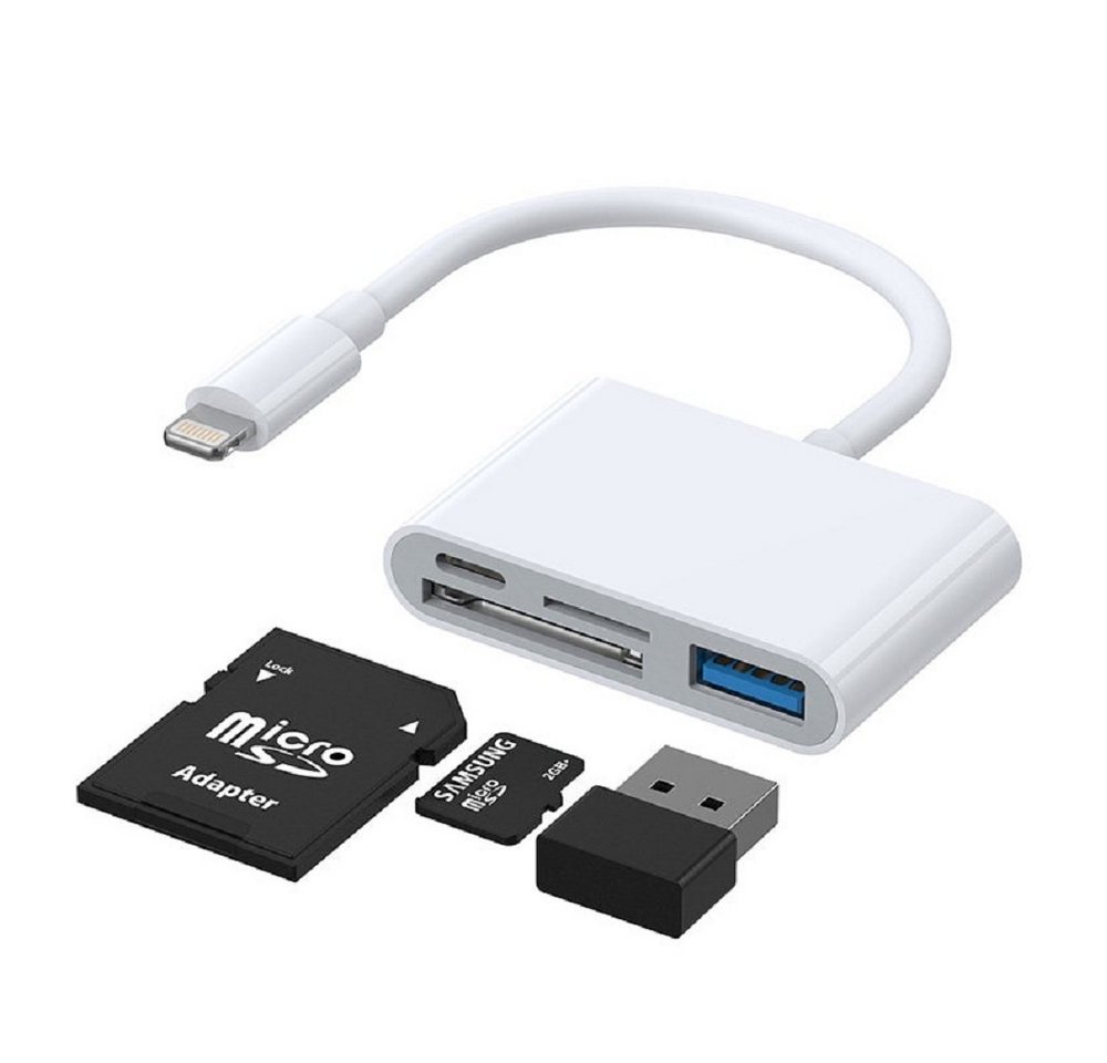 JOYROOM S-H142 Lightning auf USB OTG 7cm Kartenleser Micro-SD USB weiß USB-Adapter von JOYROOM