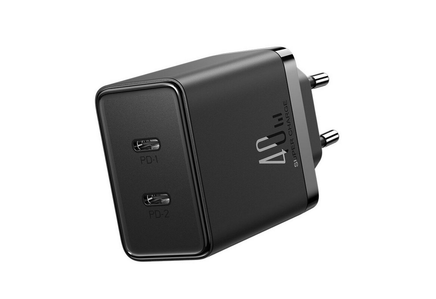 JOYROOM Schnellladegerät 2x USB-C 40W - Schwarz Schnelllade-Gerät (1-tlg) von JOYROOM