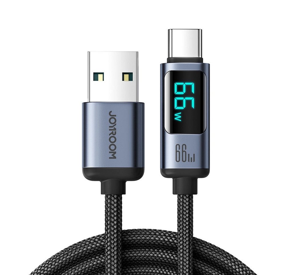 JOYROOM Schnellladekabel USB C - USB A Kabel 66W 1,2m mit LED-Anzeige Schwarz USB-Kabel, (120 cm) von JOYROOM