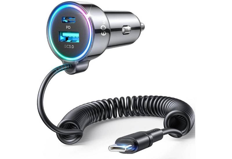 JOYROOM JR-CL07 Kfz 3in1 Smartphone-Ladegerät (3000 mA, 12V 24V KFZ USB Zigarettenanzünder Stecker 1x USB-A 2x USB-C Verteiler) von JOYROOM
