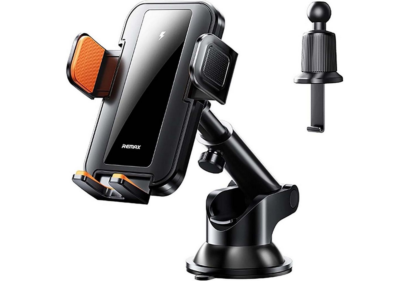 Remax Handy-Halterung 15W Wireless Handy Autohalterung RM-C04 mit Induktive Ladefunktion, (bis 6,9 Zoll, Einzelprodukt mit Zubehör (Autohalterung inkl. Befestigungsoptionen und Ladekabel), Kabelloses Schnellladen, automatische Ladefunktion) von Remax