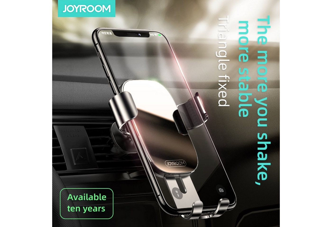 JOYROOM Universal Smartphone Handy-Halterung Automatik Clamp Halter Auto Handy-Halterung, (bis 7,20 Zoll, Packung, 2-tlg., 2-tlg, KFZ Handyhalterung für Lüftungsgitter PKW Handy schwarz) von JOYROOM