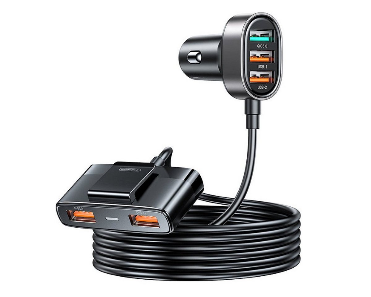 JOYROOM Zigarettenanzünder-Verteiler Auto-Schnellladegerät mit Verlängerungskabel 45W 5xUSB-A schwarz von JOYROOM