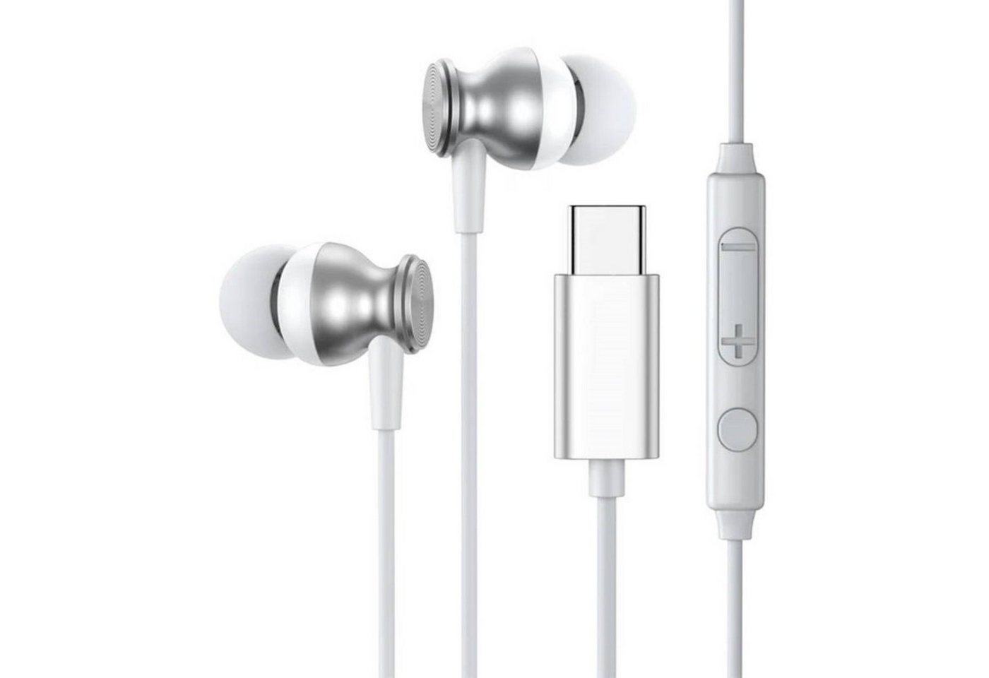 JOYROOM kabelgebundene In-Ear Kopfhörer mit Fernbedienung, USB-C Silber In-Ear-Kopfhörer von JOYROOM