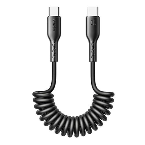 Joyroom SA38-CC3 Easy-Travel Serie 60 W Spiralkabel Typ C auf Typ-C Schnelllade-Datenkabel für Auto, 1,5 Meter Länge, Schwarz von JOYROOM