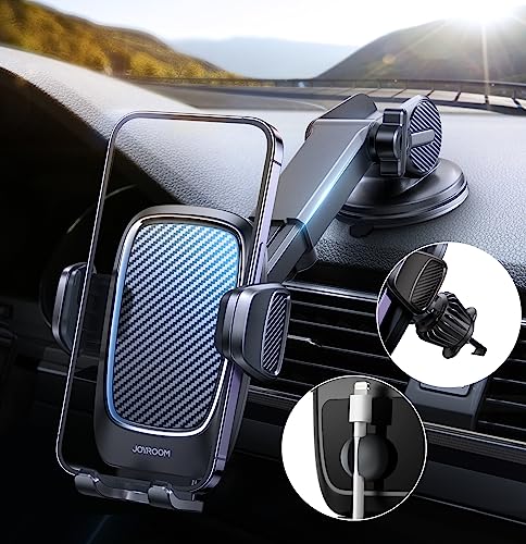 joyroom Handyhalterung Auto 𝐔𝐩𝐠𝐫𝐚𝐝𝐞𝐝 Magnetische Kabelclip Handy Halterung Saugnapf & Lüftung 360° Drehbar Kratzschutz Kfz für iPhone 14/13/12 Pro Max Mini, Samsung, Xiaomi von JOYROOM