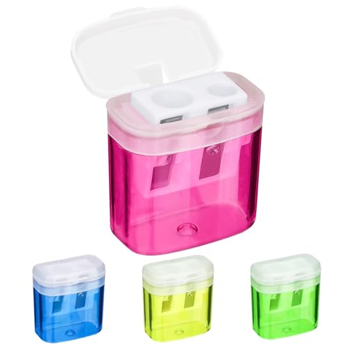 4 Stück Anspitzer Bleistift Spitzer Doppelanspitzer Pencil Sharpener Kinder Spitzer mit Dose Deckel 4 Farben mit Behälter für Schule Büro,Spitzer mit Dose,Spitzer mit Dose,Anspitzer mit Behälter Klein von JOYSKY