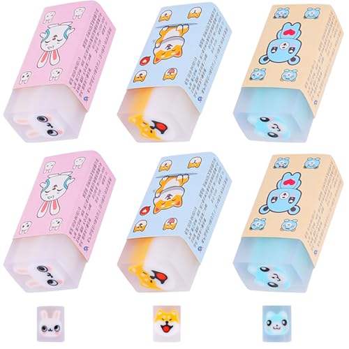 JOYSKY 6 Stück Radiergummi Kinder 2B Schule Weich Schöne Tiere Radiergummi Set Mitbringsel Kindergeburtstag Posten Für Kinder Schulbedarf Schreibwaren von JOYSKY