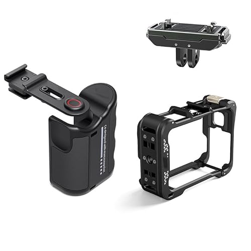 JOYSOG Ace Pro Kamerakäfig, Seitengriff für Ace Pro/Ace Pro 2 Action-Kamera, seitlicher Handgriff mit Kaltschuh- und Adapterhalterung (Metall) von JOYSOG