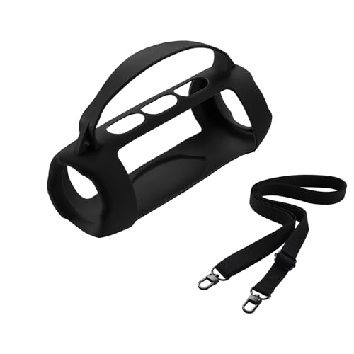 JOYSOG Charge 5 Silikonhülle, tragbare Tragetasche, Schutzhülle, Schutzhülle, Reisetasche mit Schultergurt für JBL Charge 5 Wi-Fi/Charge 5 Bluetooth-Lautsprecher (schwarz) von JOYSOG