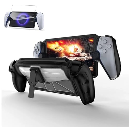 JOYSOG PS-Portal-Hülle, Schutzhülle mit Ständer für Playstation Portal Remote Player Case & Handheld Displayschutzfolie (Hülle + Displayschutzfolie & Schwarz) von JOYSOG