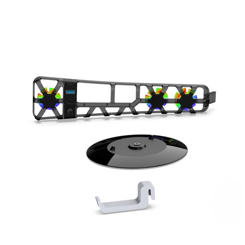 JOYSOG PS5 Slim Ständer, vertikaler Ständer mit Lüfter und Headset-Haken für PS5 Slim Konsole Basis Ständer Zubehör von JOYSOG