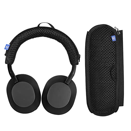 Stirnband-Abdeckung Schutz für Sony WH-1000XM5 Kopfhörer, Reißverschluss-Headset, Kopfband, Kissen, Ersatz mit Schlüsselbandschlaufe (kariert) Schwarz von JOYSOG